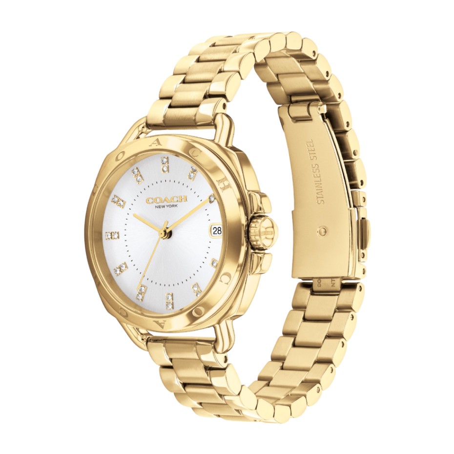 COACH TATUM รุ่น CO14504157 นาฬิกาข้อมือผู้หญิง สายสแตนเลส สีทอง หน้าปัด 34 มม.