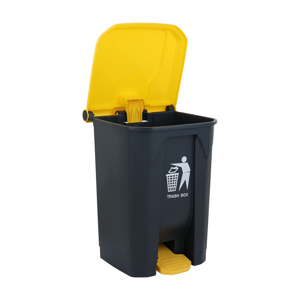INDEX LIVING MALL ถังขยะฝาเหยียบ รุ่นบิโก้ ขนาด 80 ลิตร - สีเทาเข้ม/เหลือง