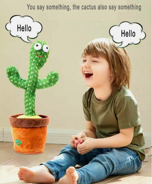 Sing Dancing Cactus Doll Plush Shake Toys Recording Parrot Luminous Funny Gift